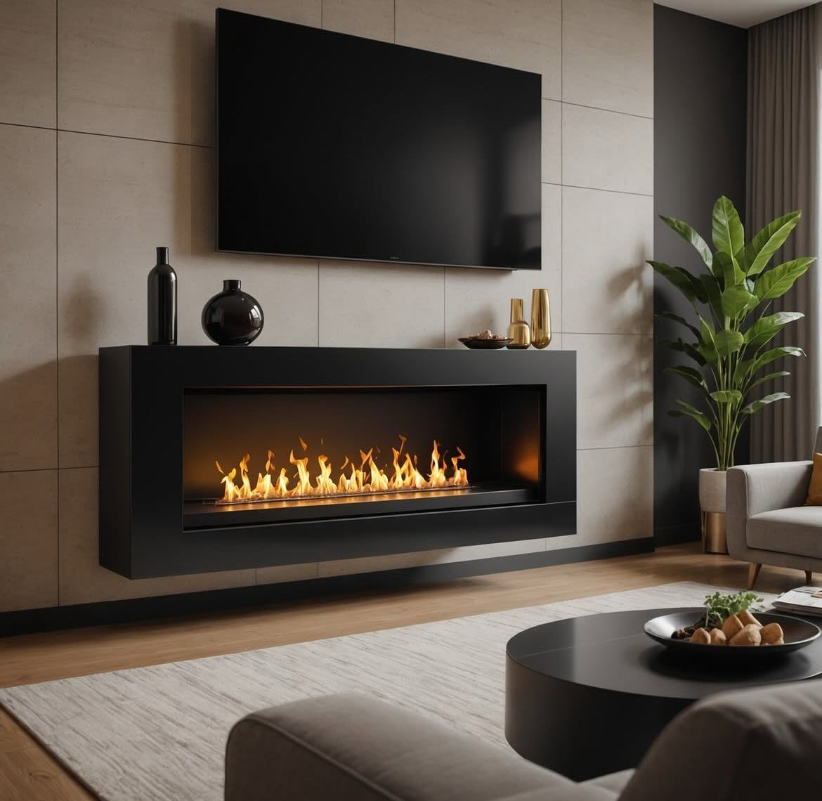 مدل شومینه برقی زیر تلویزیون