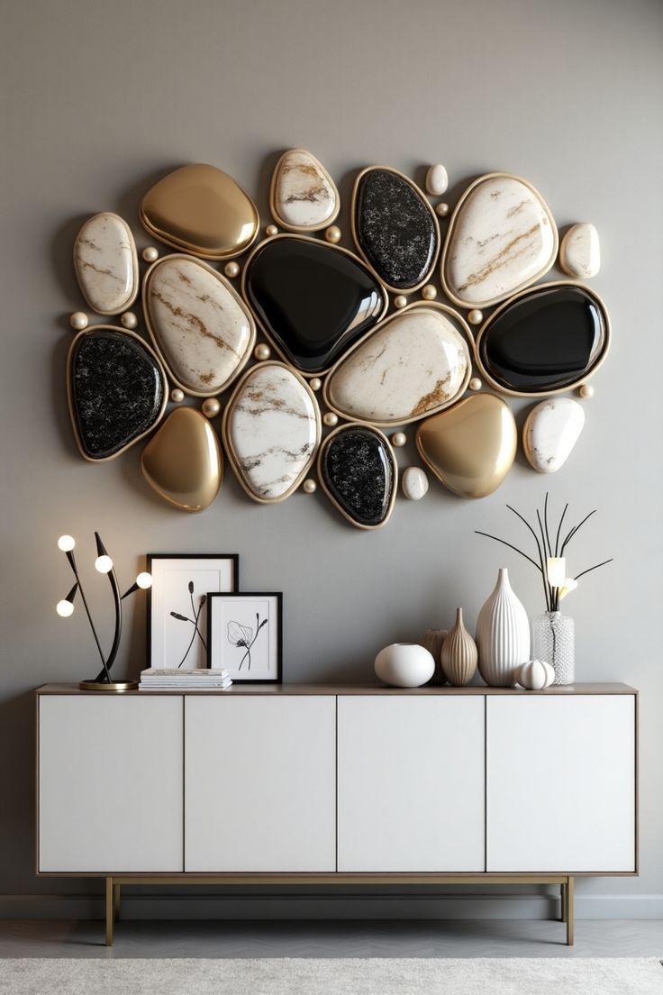 تابلو و دیوارکوب خوشگل با سنگ های نقاشی شده