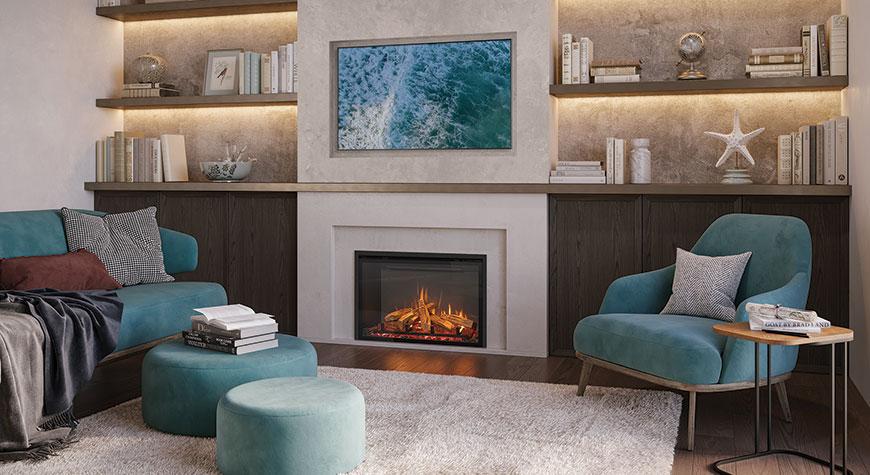 مدل شومینه برقی زیر تلویزیون