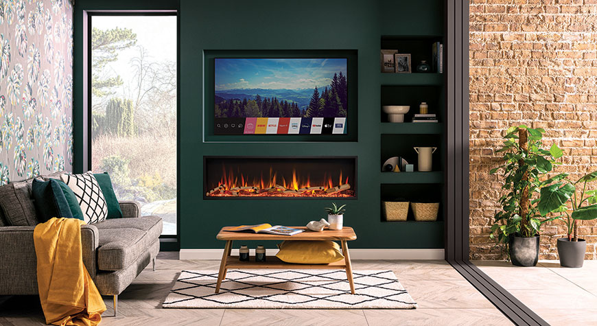 مدل شومینه برقی زیر تلویزیون