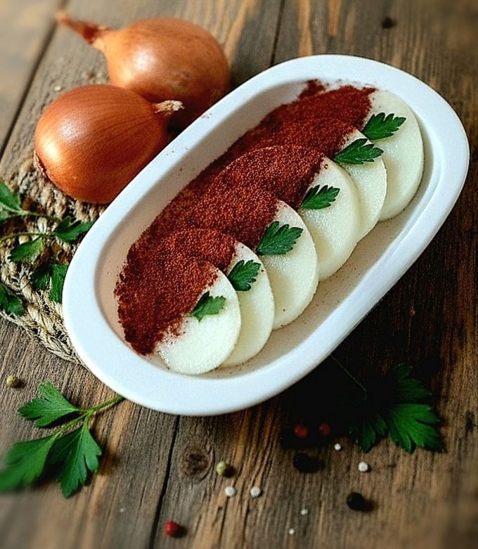 تزیین پیاز کنار غذا