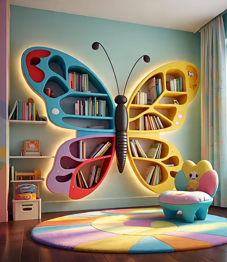 کتابخانه دیواری اتاق کودک