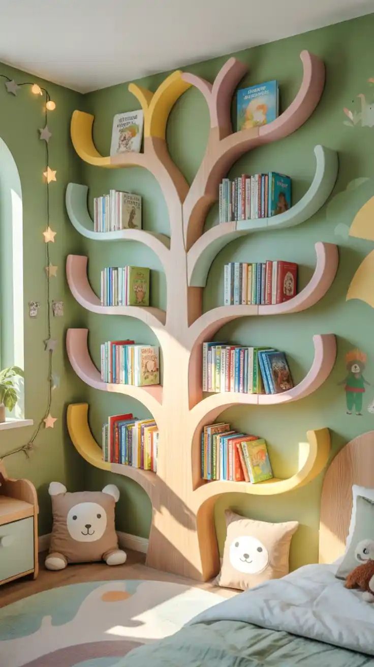 کتابخانه دیواری اتاق کودک