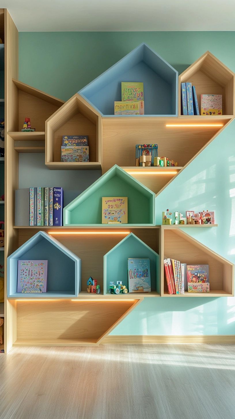 کتابخانه دیواری اتاق کودک