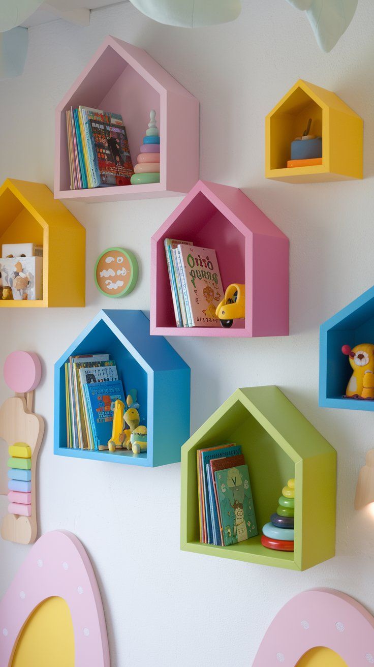 کتابخانه دیواری اتاق کودک