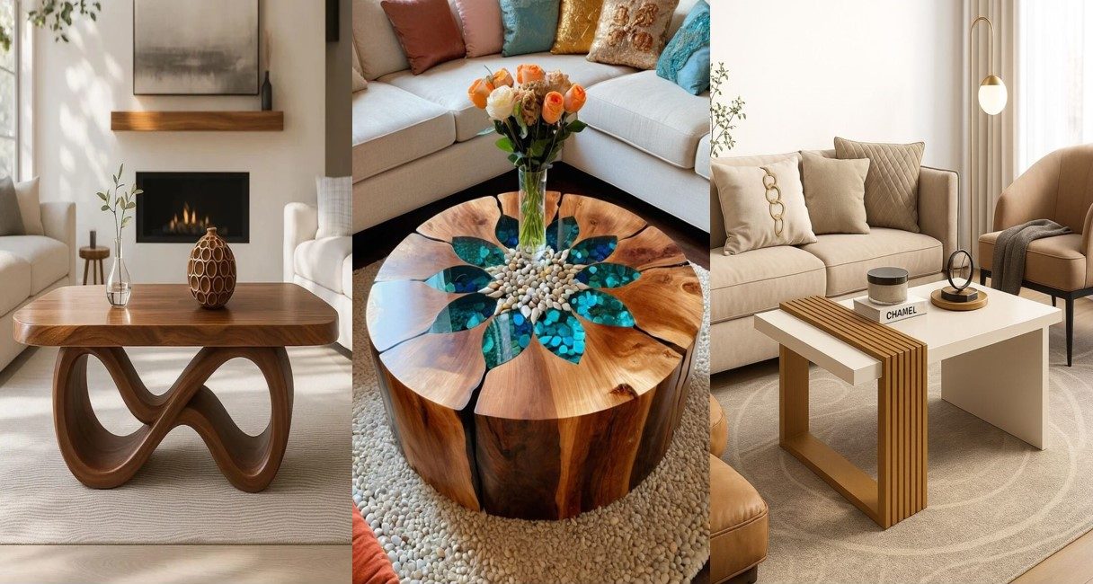 دهها مدل میز جلو مبلی با ایده چیدمان روی آن (سلطنتی، چستر و راحتی)