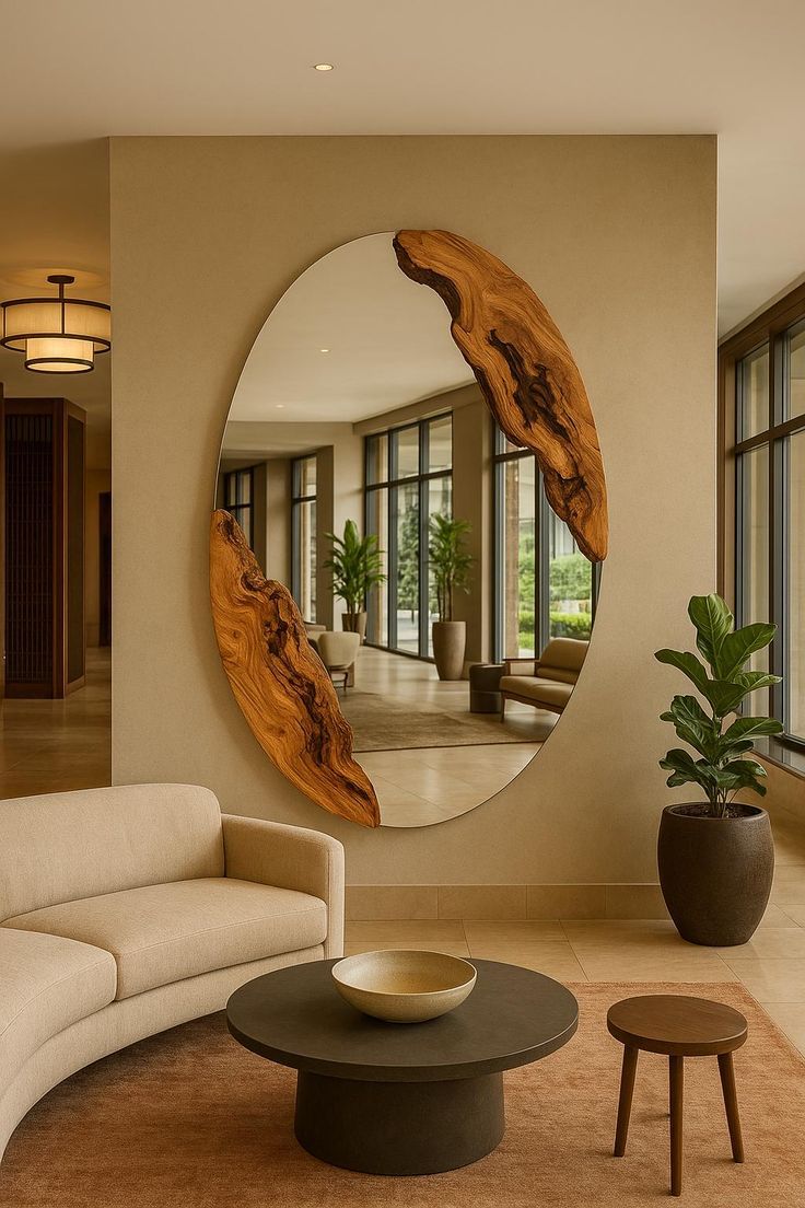 آینه تزئینی با تنه چوب درخت