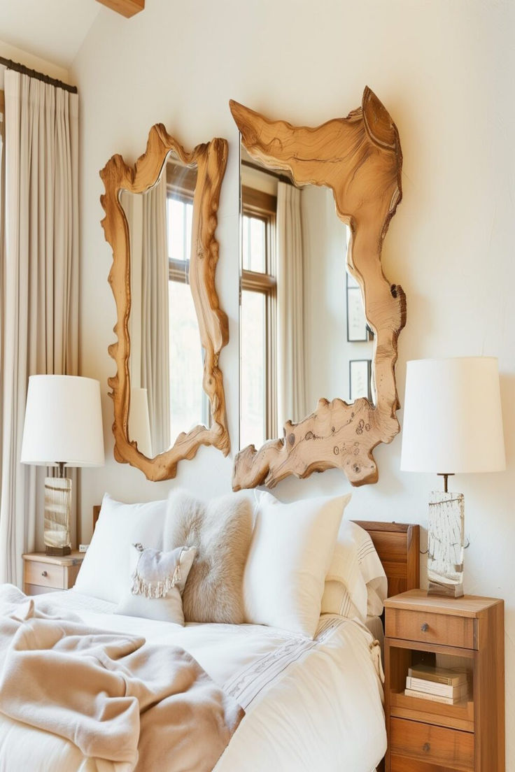 آینه تزئینی با تنه چوب درخت