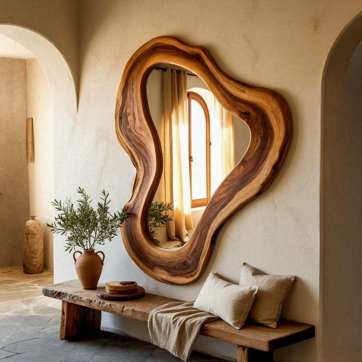 آینه تزئینی با تنه چوب درخت