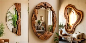 آینه چوبی تنه درخت