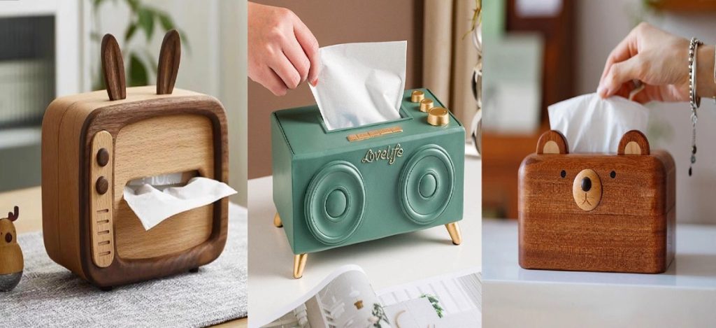 جادستمال کاغذی فانتزی چوبی | مدل‌های شیک برای پذیرایی، آشپزخانه و اتاق‌ها