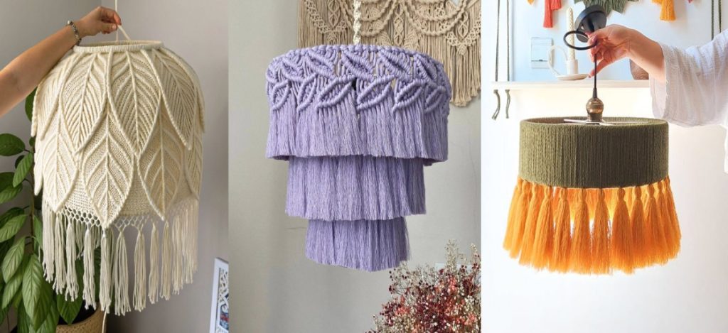 لوستر مکرومه شیک پذیرایی و اتاق خواب | مدلهایی که خیلی دارن ترند میشن