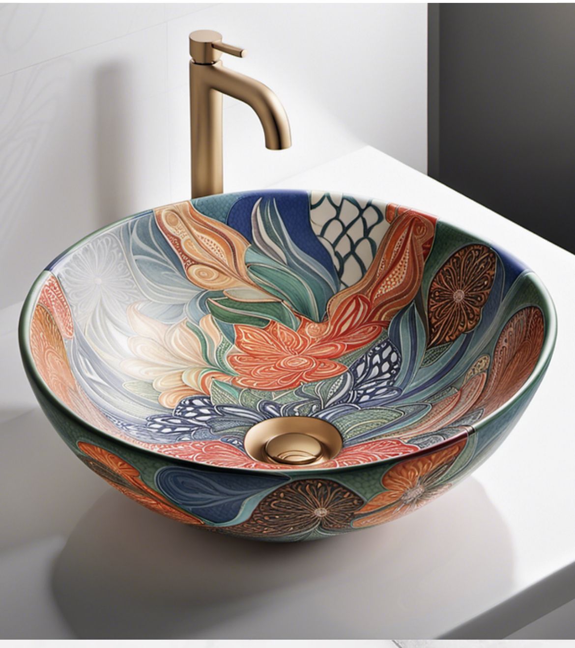 روشویی سرامیکی طرحدار