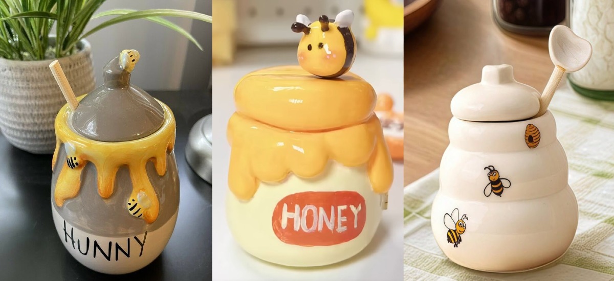 ۱۸ مدل ظرف عسل سرامیکی خوشگل و شیک واسه رو کابینت و میز صبحونه