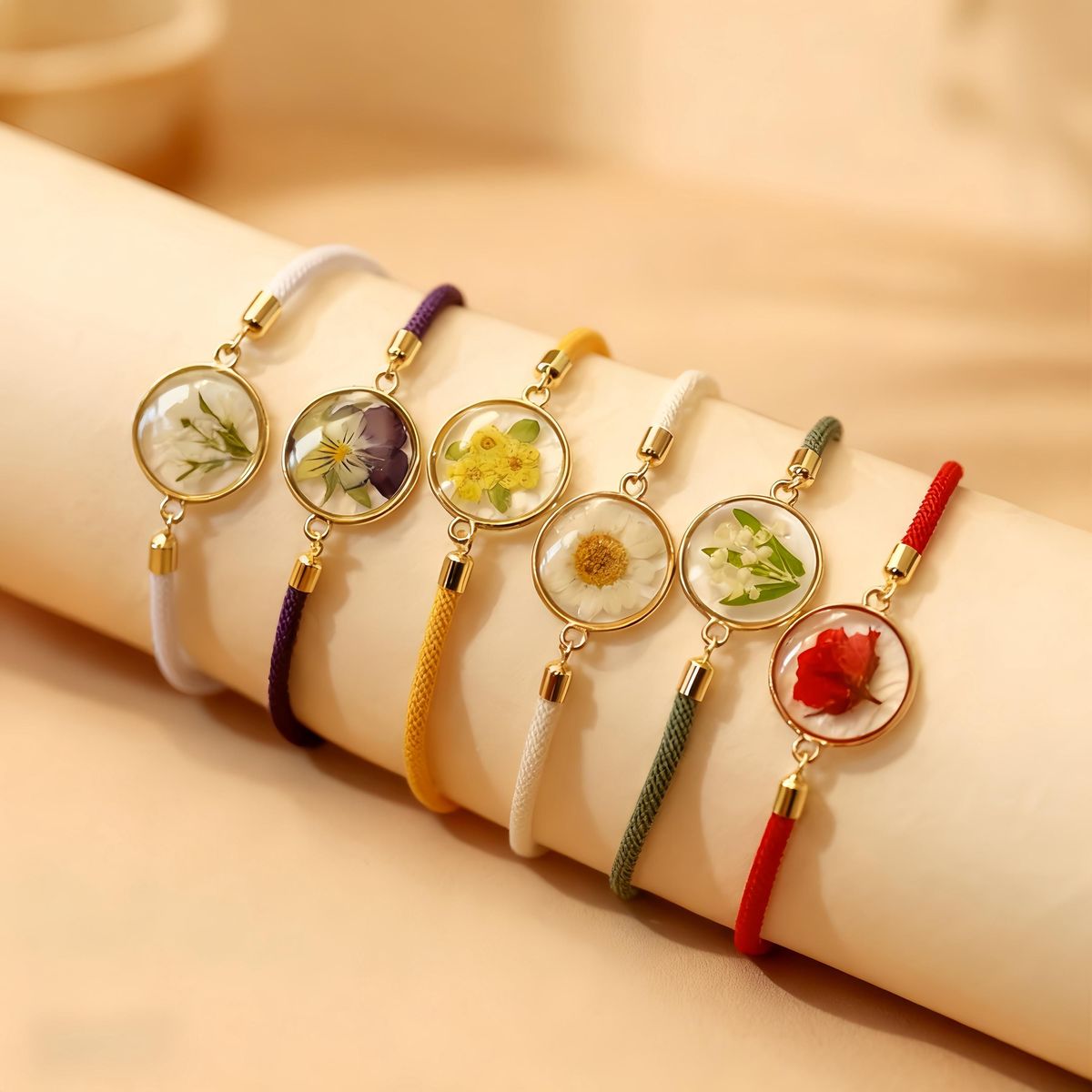 دستبند رزینی گل خشک