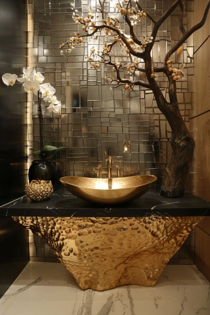 روشویی مشکی طلایی