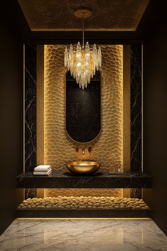 روشویی مشکی طلایی