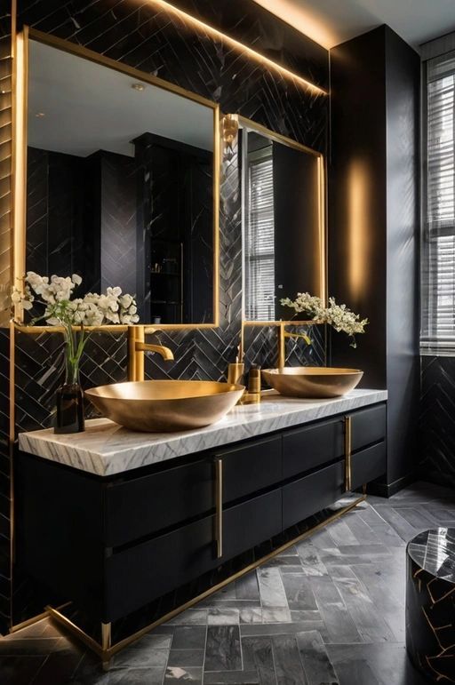 روشویی مشکی طلایی