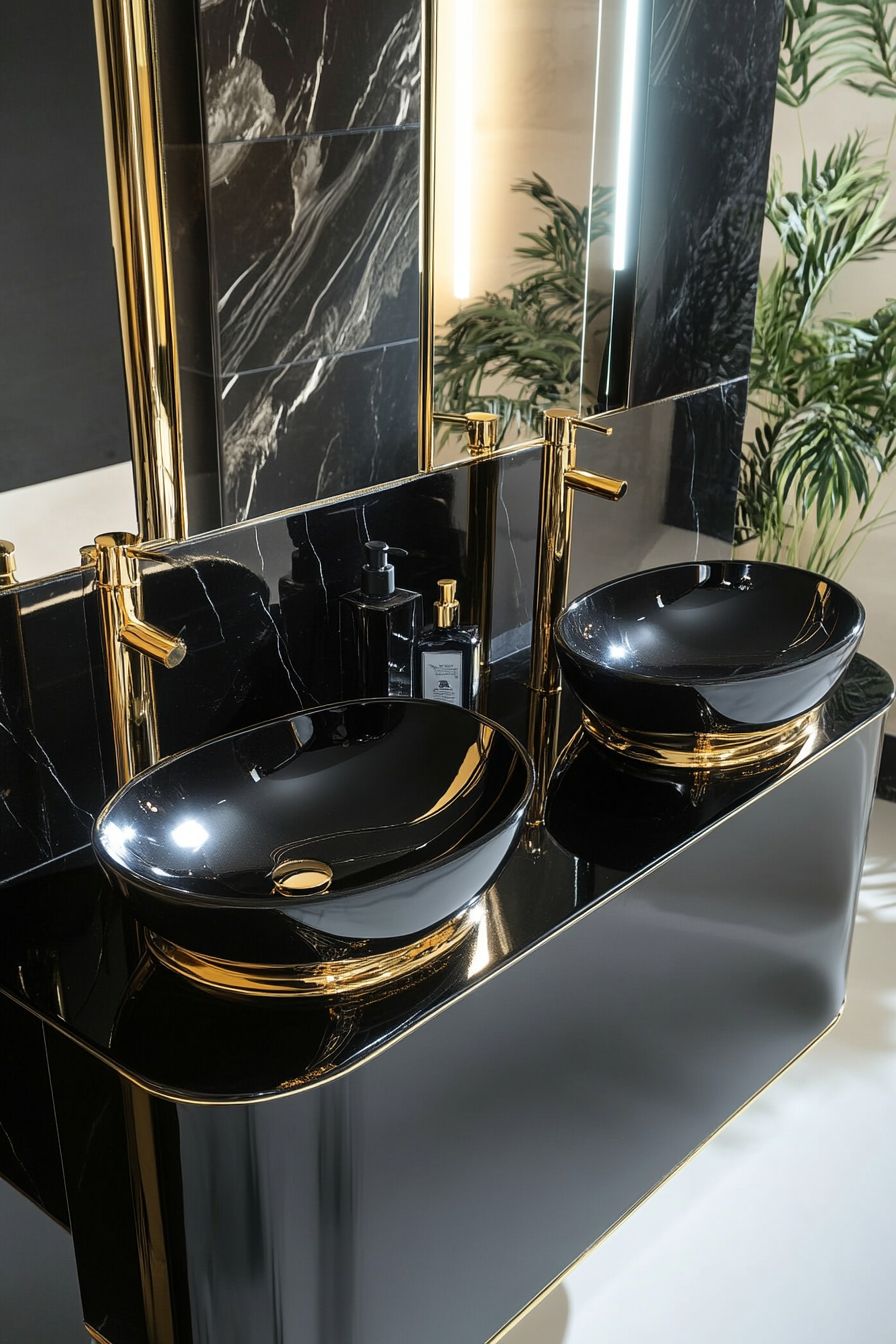 روشویی مشکی طلایی