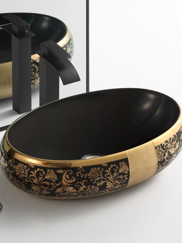 روشویی مشکی طلایی