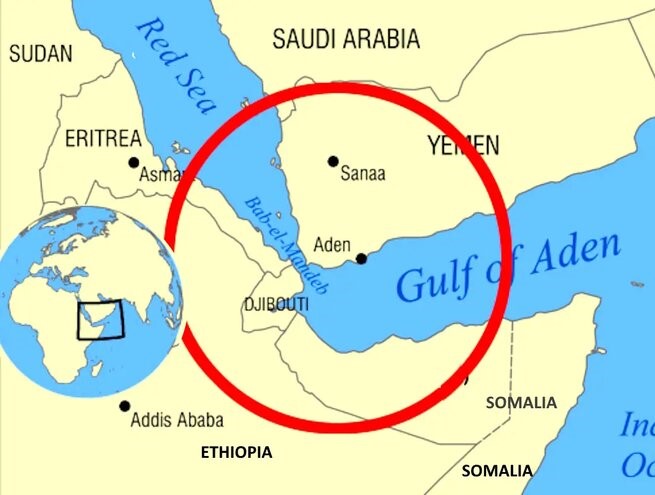 نقشه دقیق تنگه باب المندب