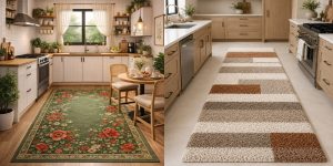 فرش آشپزخانه برای کابینت کرم و قهوه ای