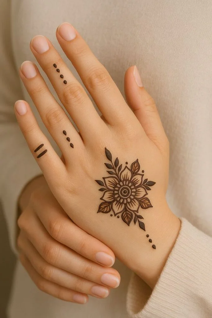 طراحی حنا روی دست ساده
