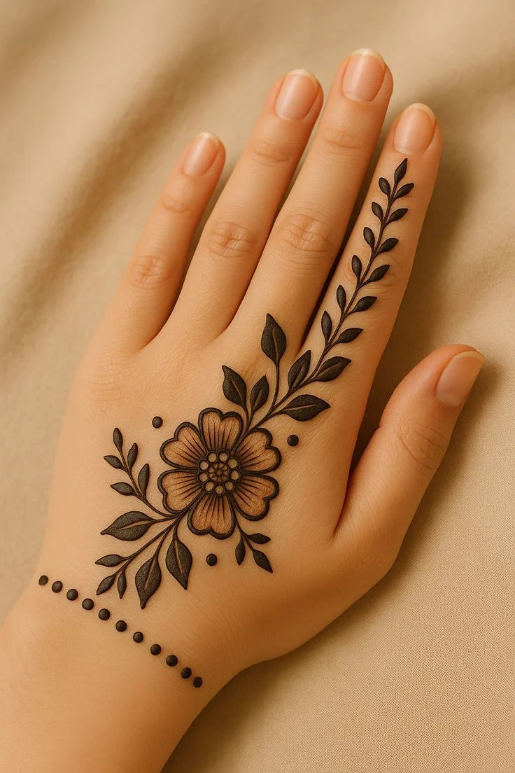 طراحی حنا روی دست ساده