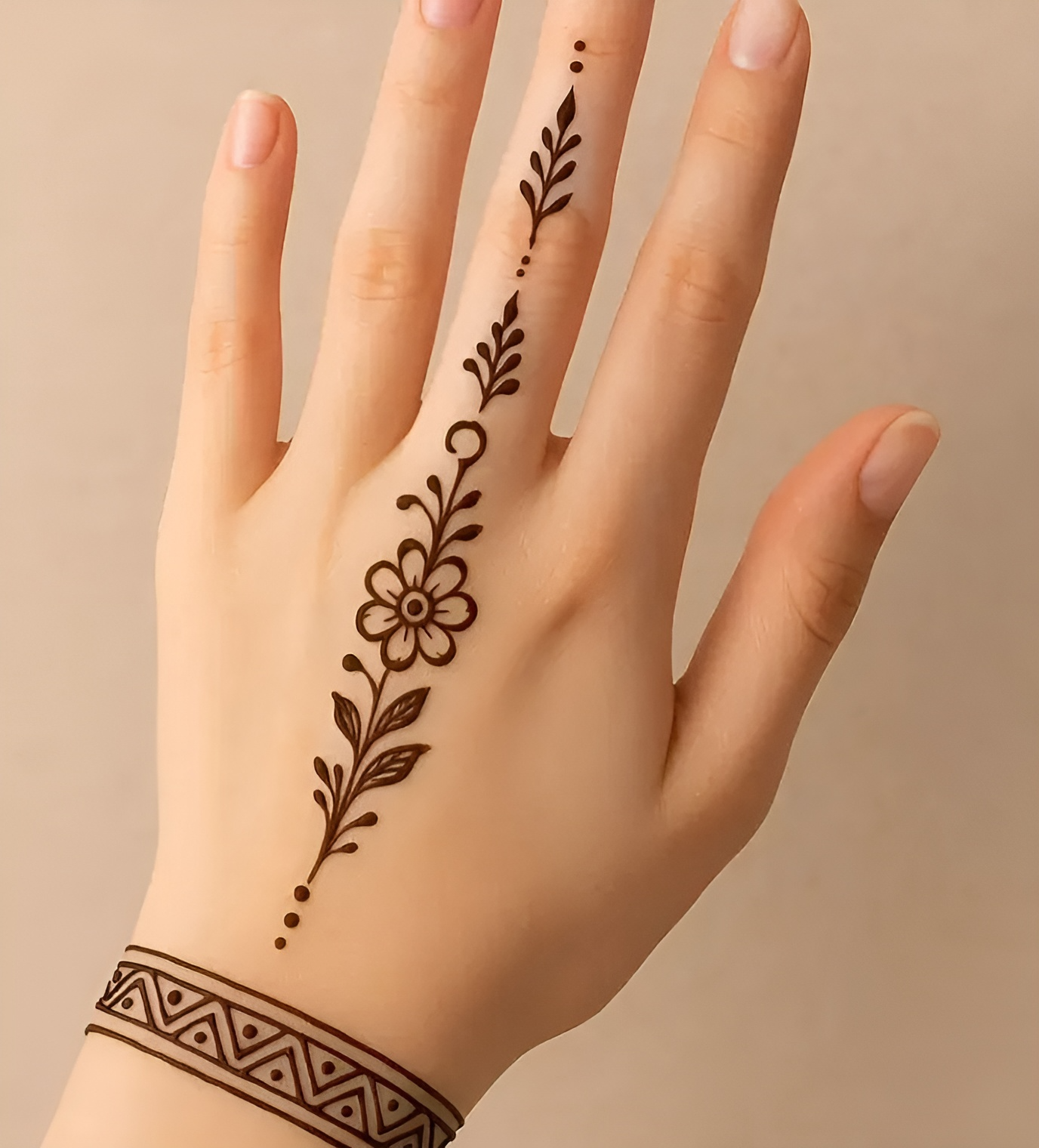 طراحی حنا روی دست ساده
