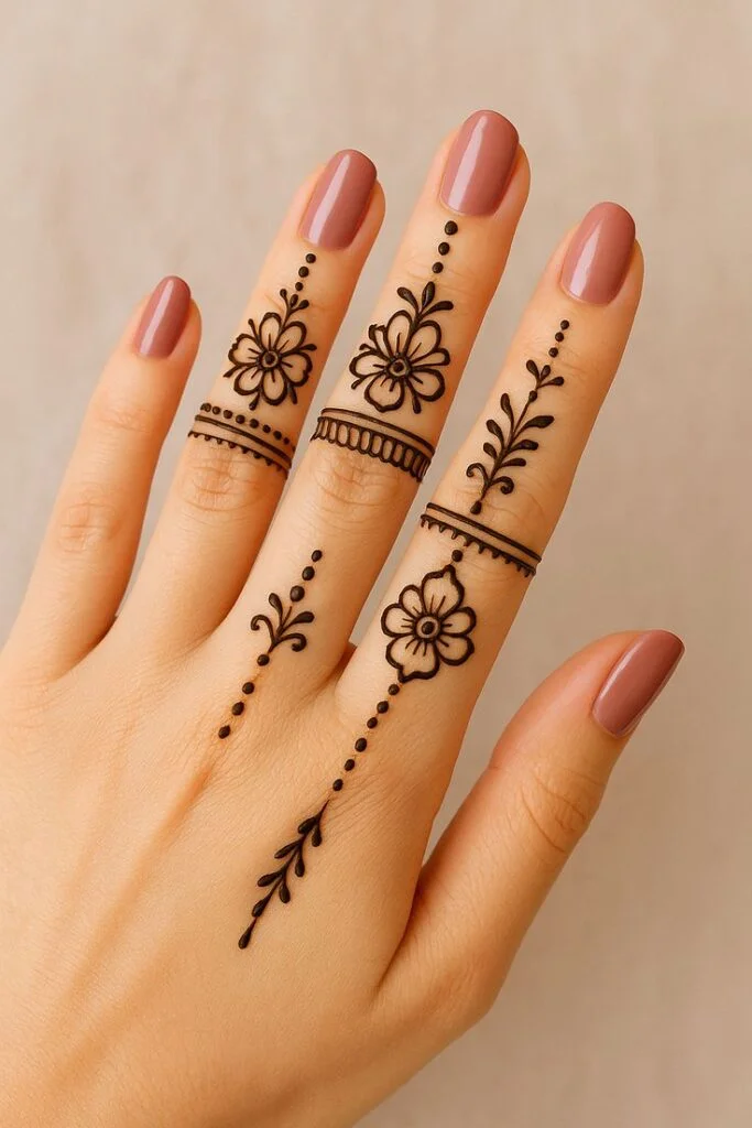 طراحی حنا روی دست ساده