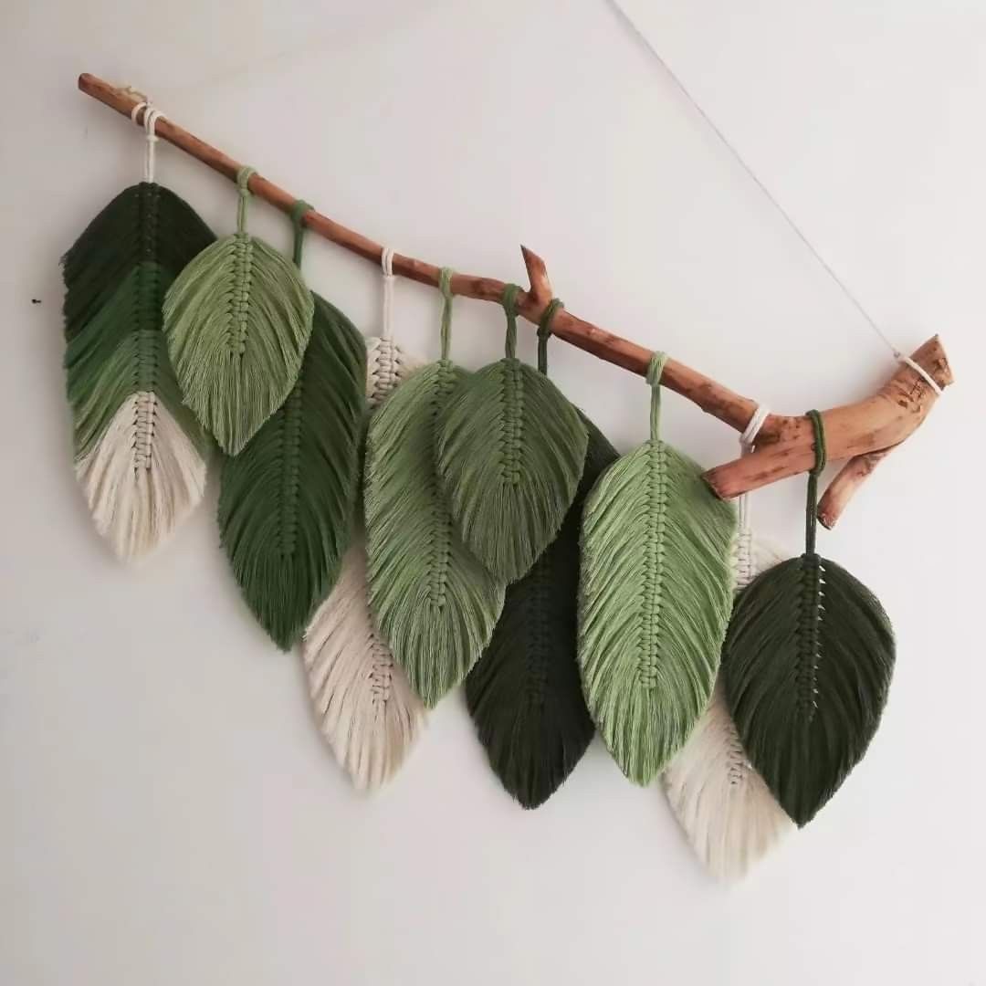 دیوارکوب مکرومه برگی