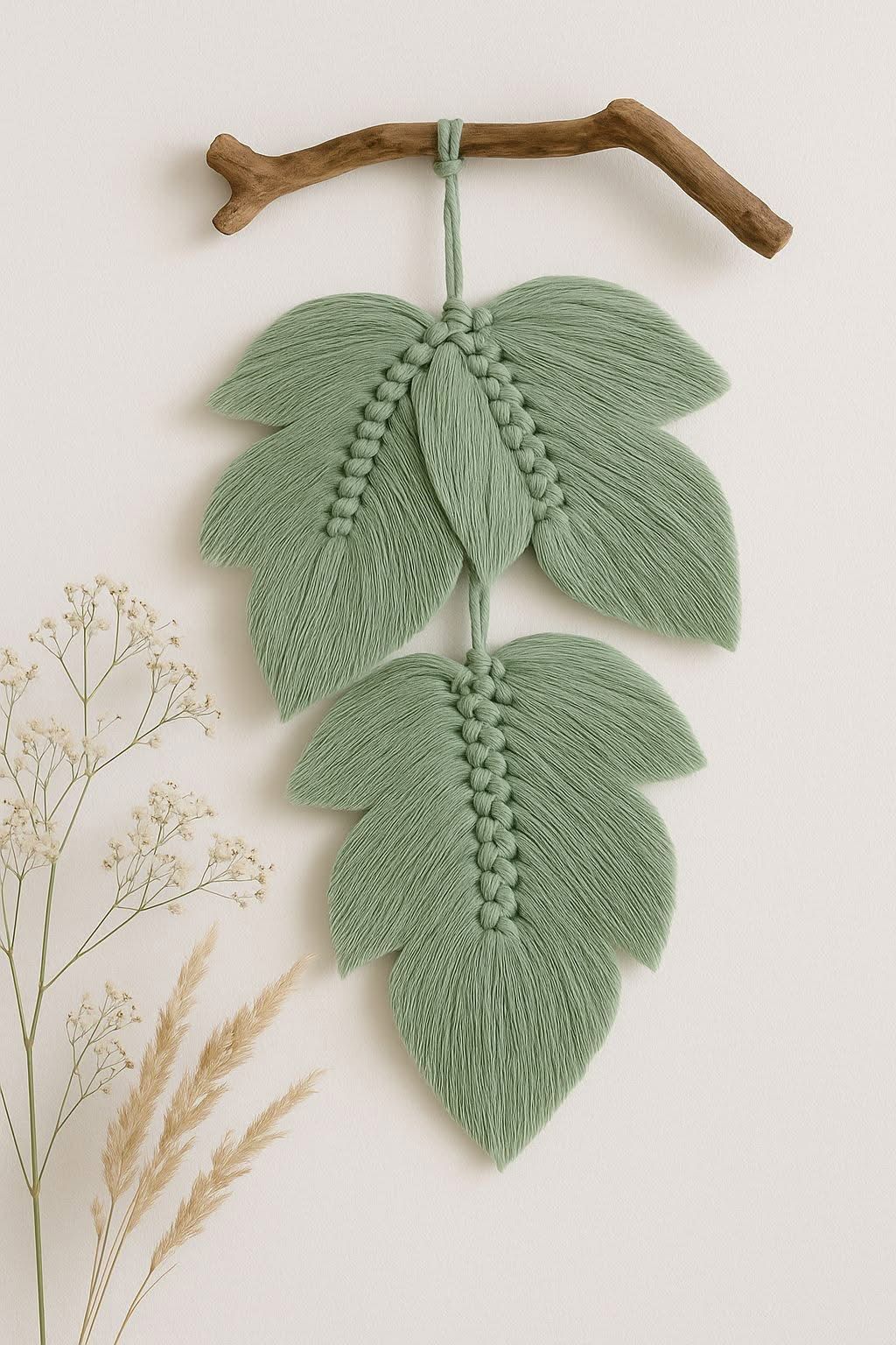دیوارکوب مکرومه برگی