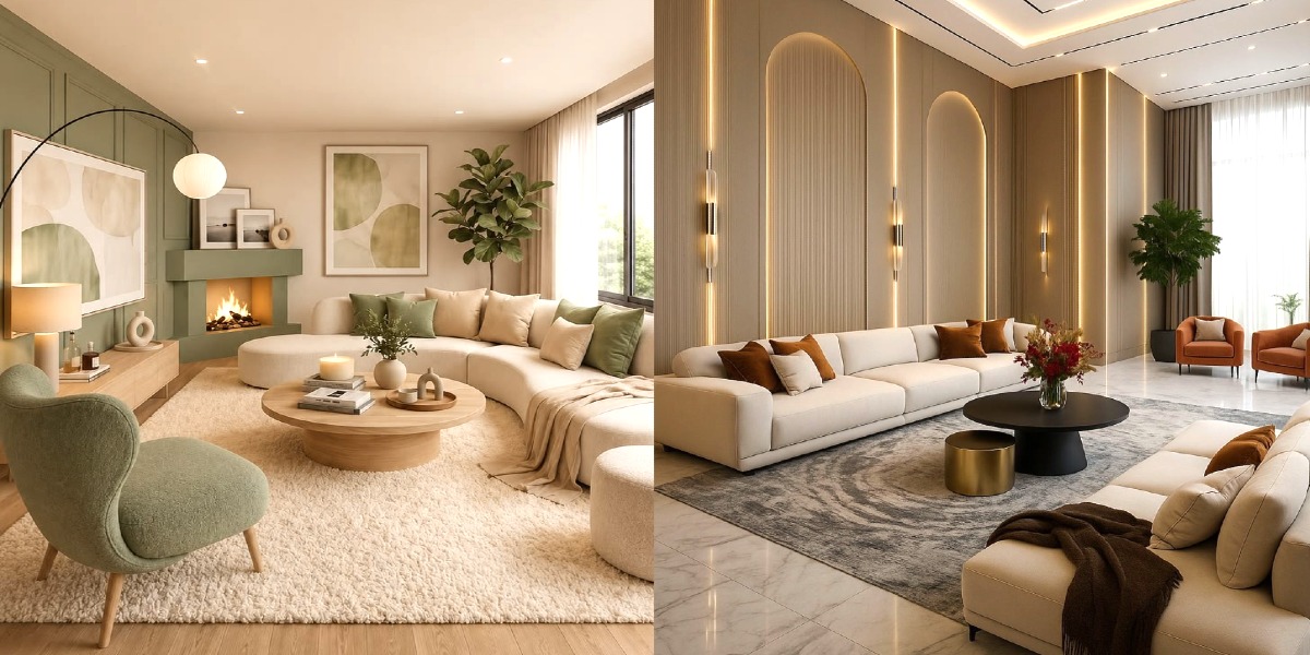 چیدمان کرمی نشیمن و پذیرایی