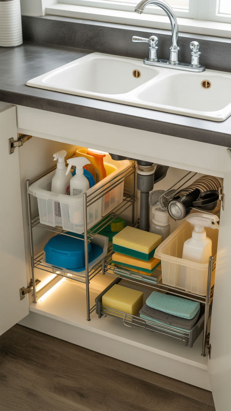 چیدمان کابینت زیر سینک