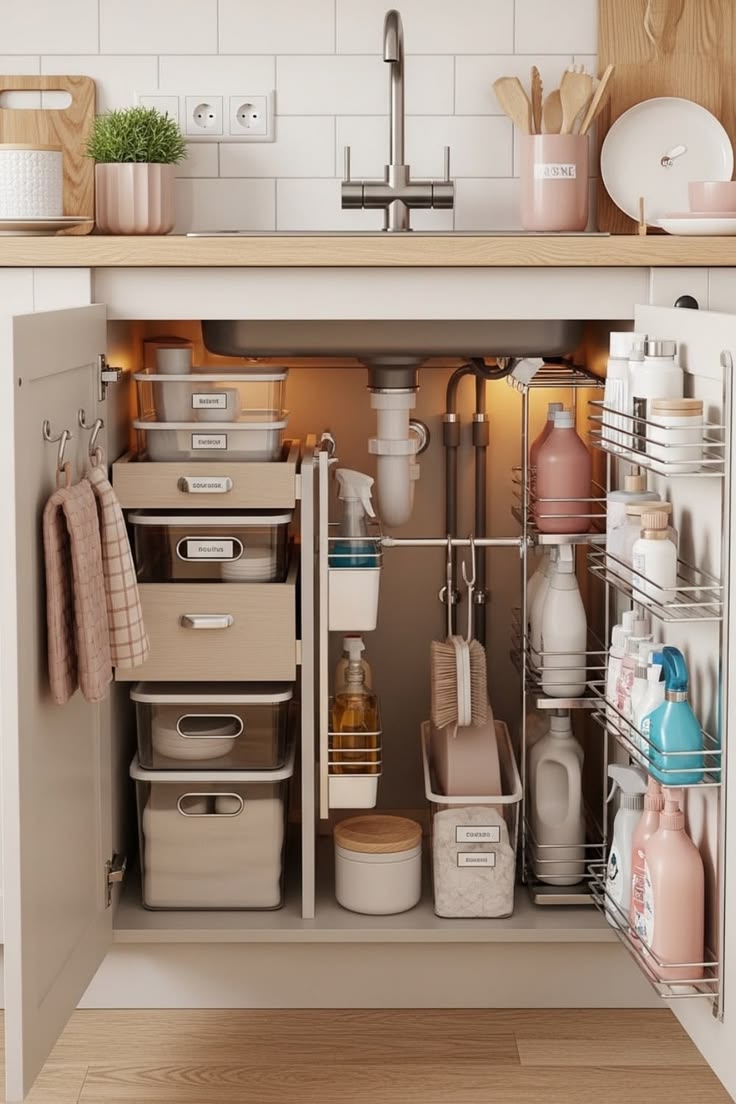 چیدمان کابینت زیر سینک