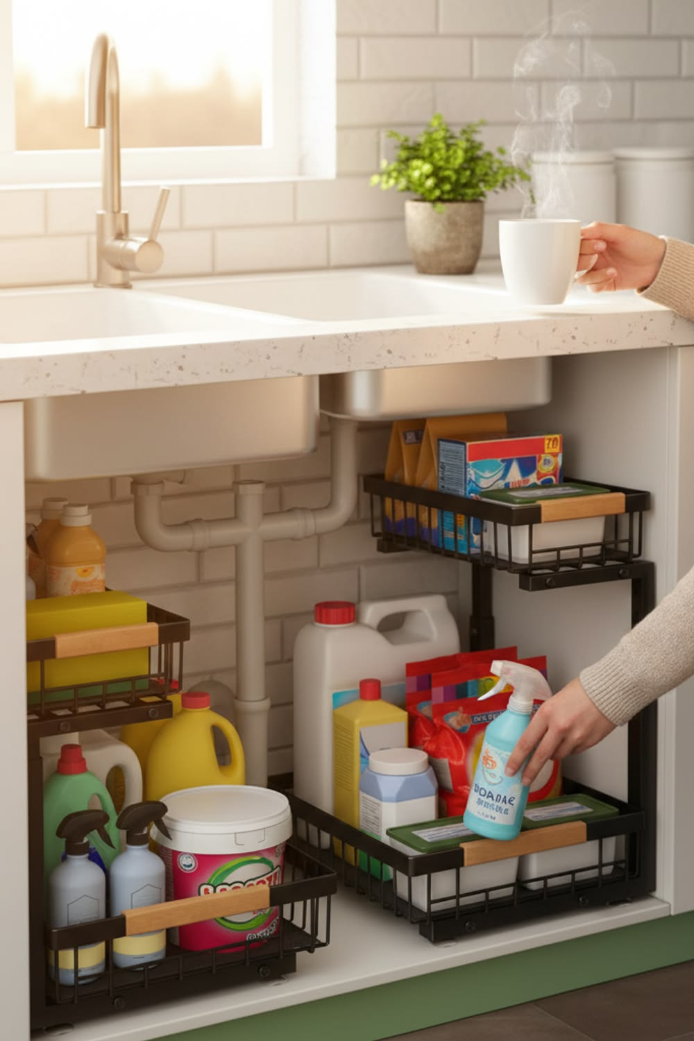 چیدمان کابینت زیر سینک