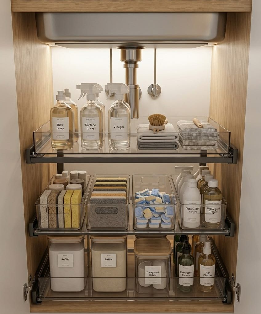 چیدمان کابینت زیر سینک