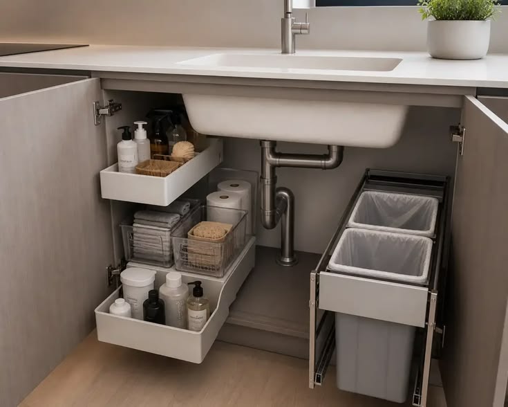 چیدمان کابینت زیر سینک