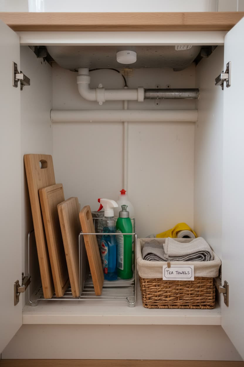 چیدمان کابینت زیر سینک