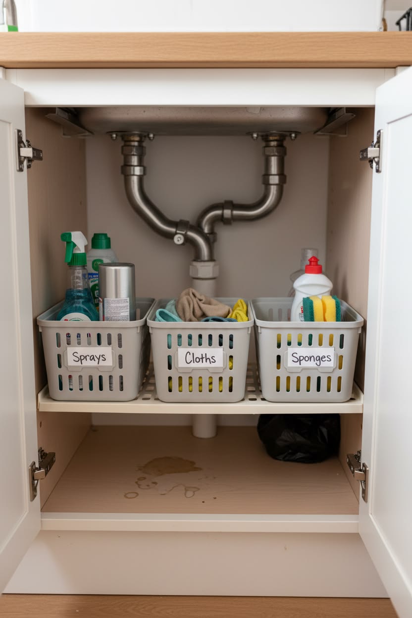 چیدمان کابینت زیر سینک