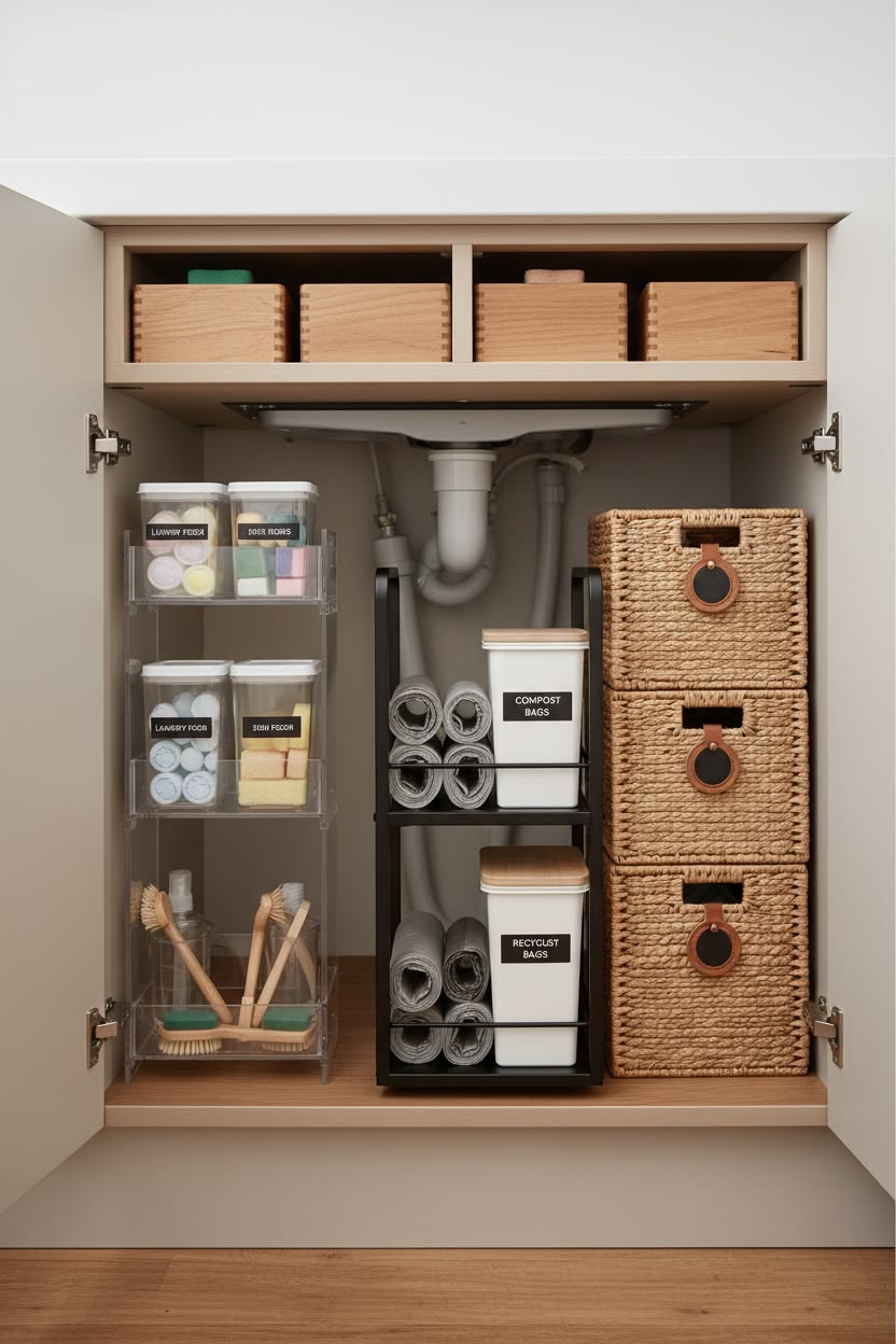 چیدمان کابینت زیر سینک