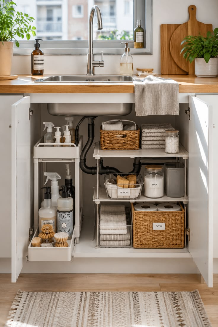 چیدمان کابینت زیر سینک