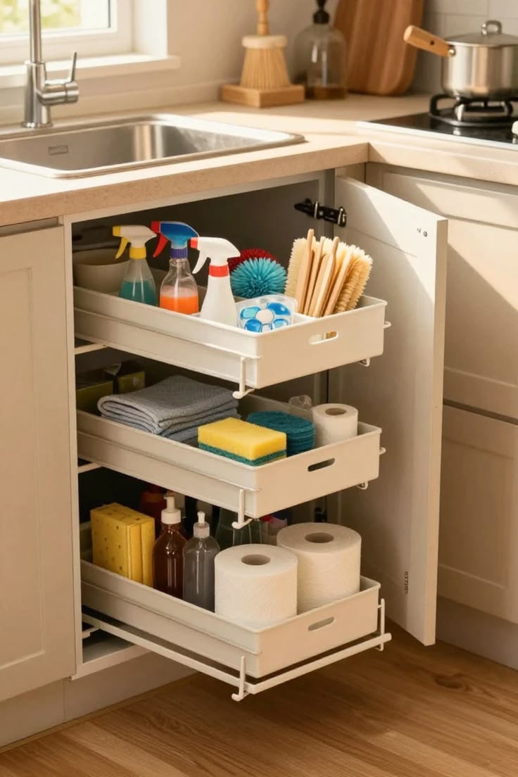 چیدمان کابینت زیر سینک