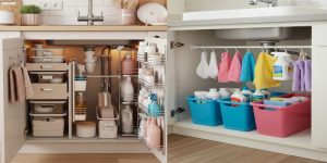 چیدمان کابینت زیر سینک ظرفشویی