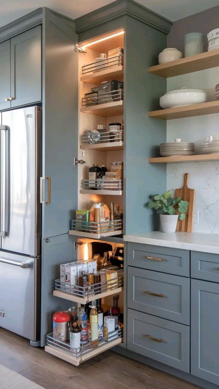 فضای کابینت بندی کنار یخچال