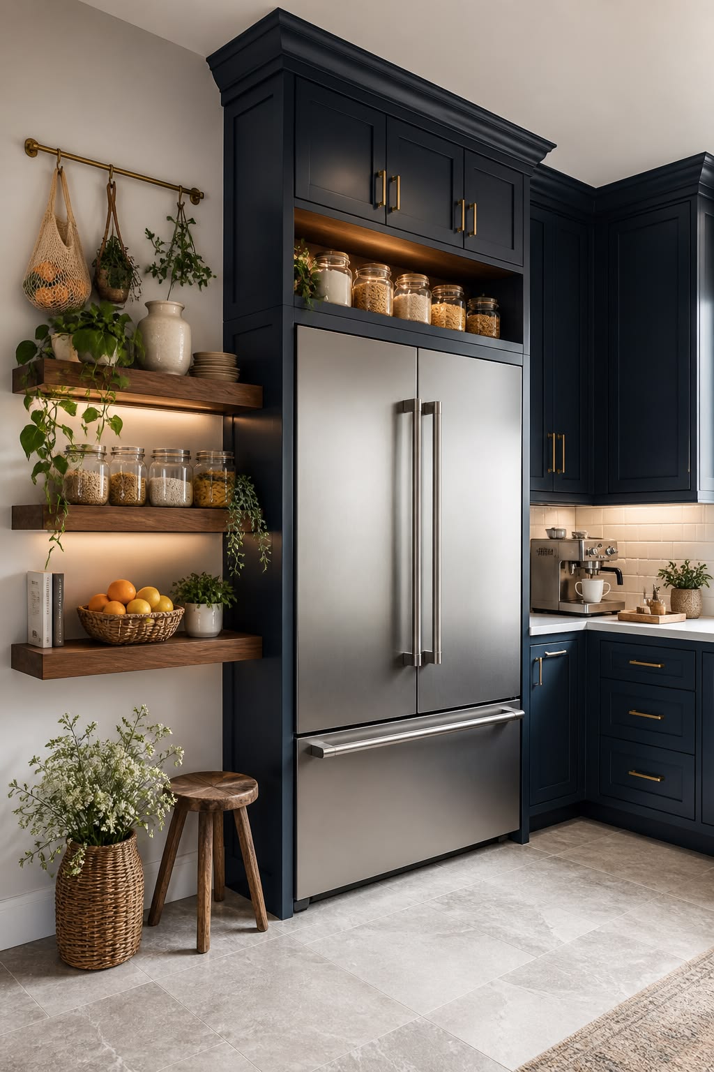 فضای کابینت بندی کنار یخچال
