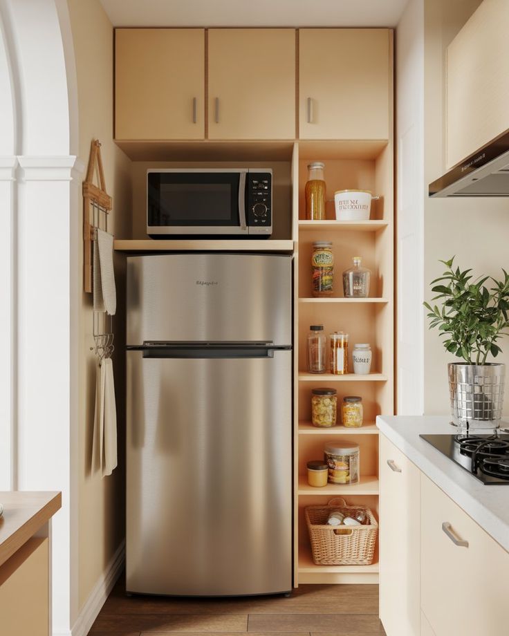 فضای کابینت بندی کنار یخچال