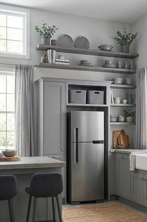 فضای کابینت بندی کنار یخچال