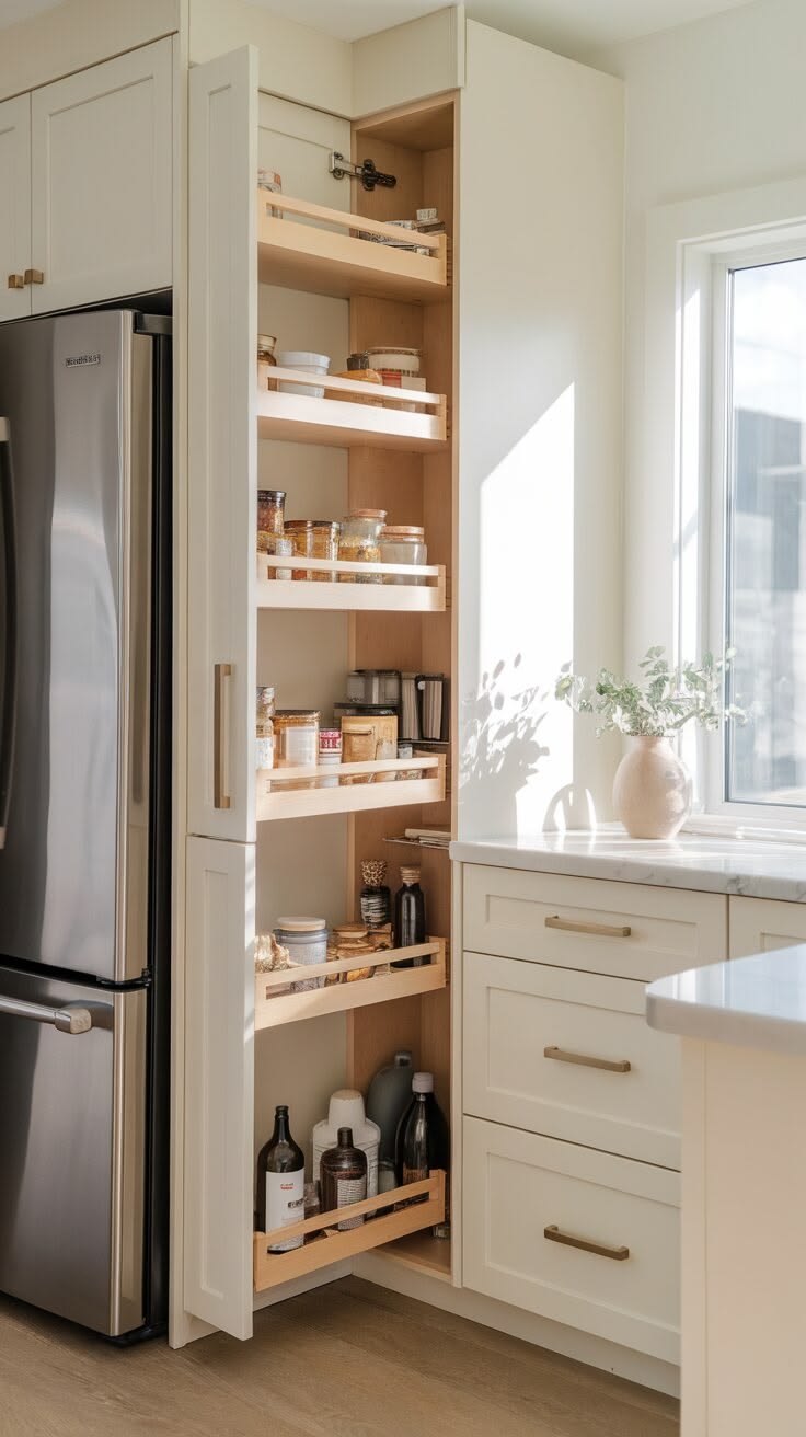 فضای کابینت بندی کنار یخچال
