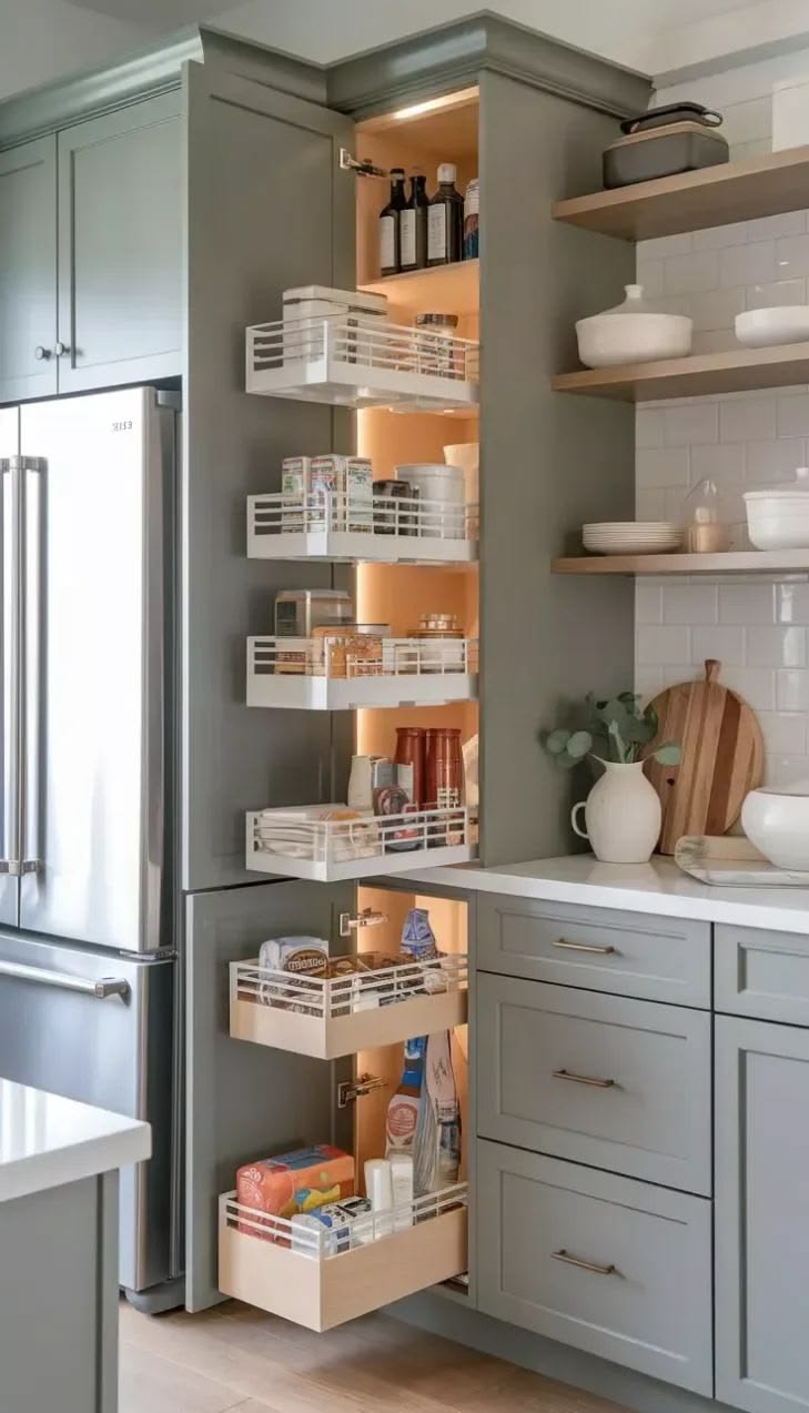 فضای کابینت بندی کنار یخچال